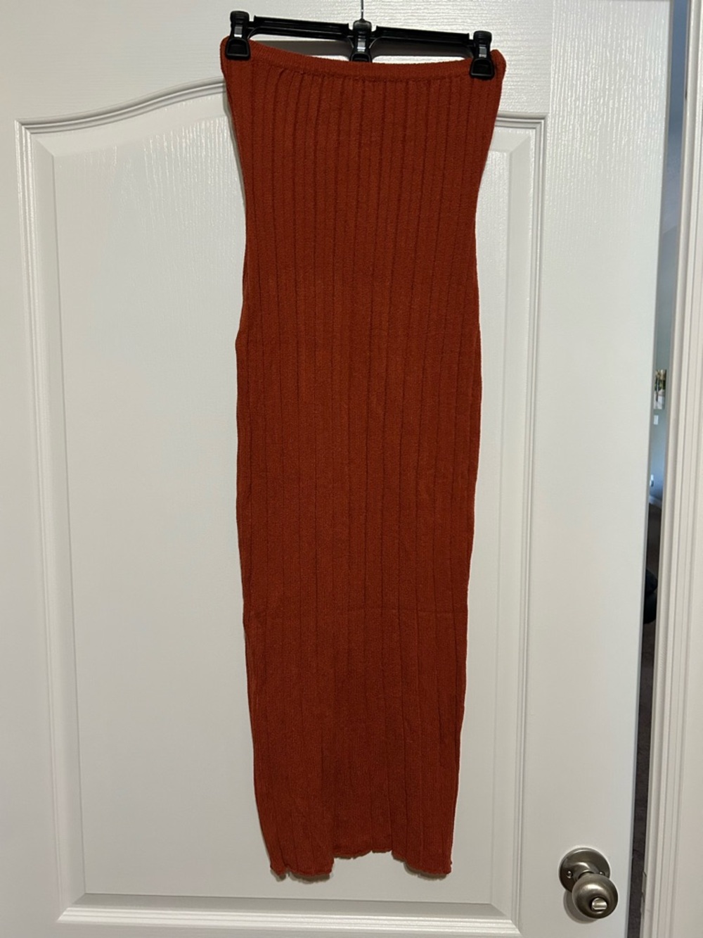Ribbed Maxi Skirt in Rust